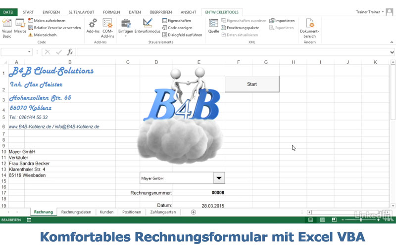 Cover Komfortables Rechnungsformular mit Excel VBA erstellen