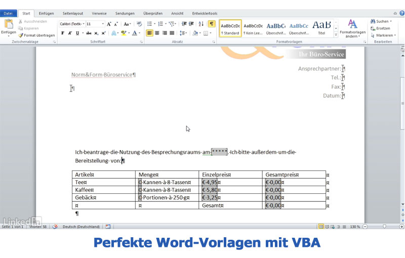 Cover Perfekte Word Vorlagen mit VBA erstellen